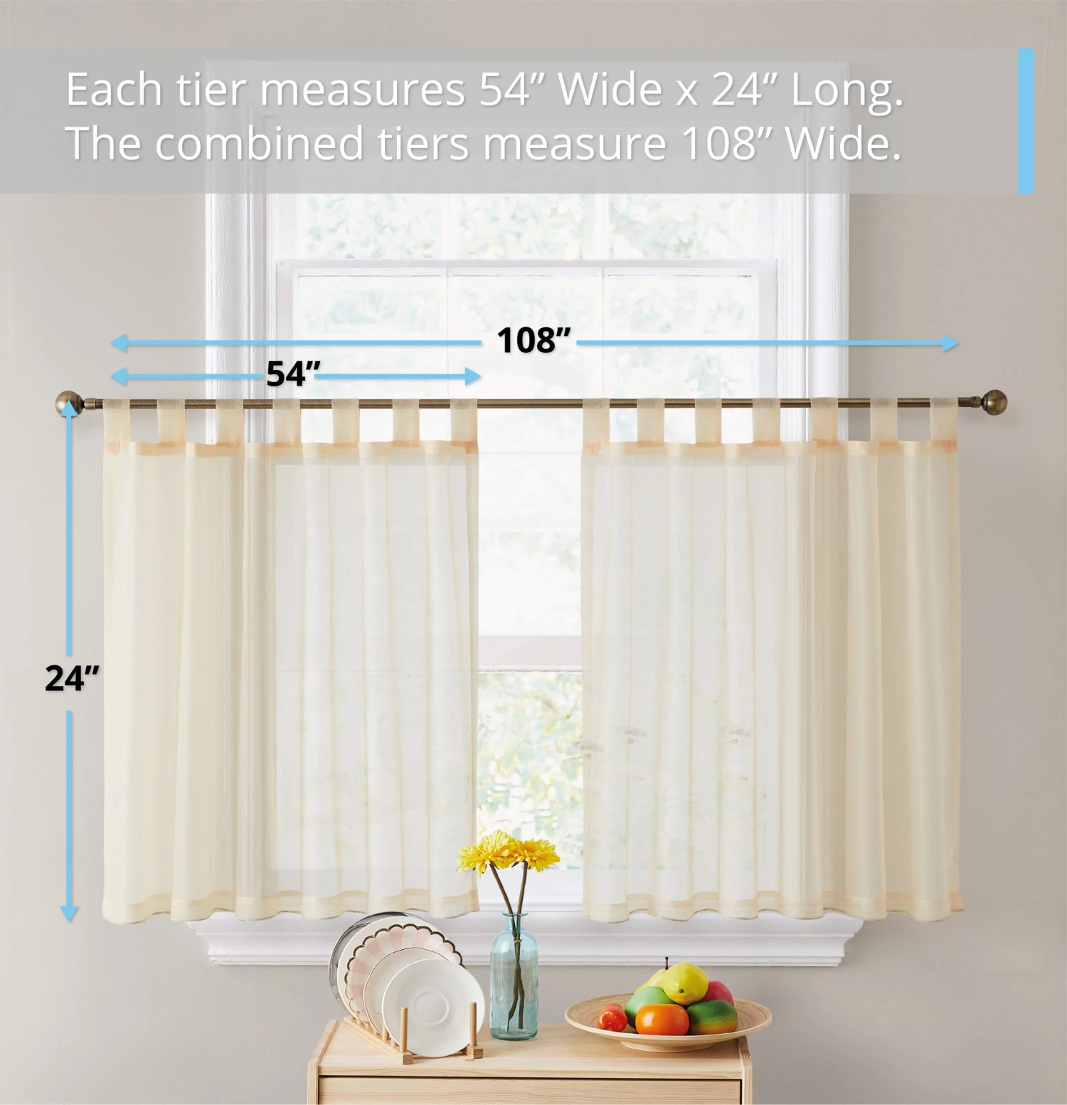 HLC.ME Lucento Sheer Tab Top Tiers - Beige - Set Of 2 5 HLC.ME Lucento Sheer Tab Top Tiers - Beige - Set Of 2