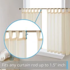 HLC.ME Lucento Sheer Tab Top Tiers - Beige - Set Of 2