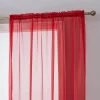 HLC.ME Sheer Curtains Lucento Sheer Rod Pocket Curtain Panels - Red - Set Of 2