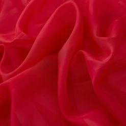 HLC.ME Sheer Curtains Lucento Sheer Rod Pocket Curtain Panels - Red - Set Of 2