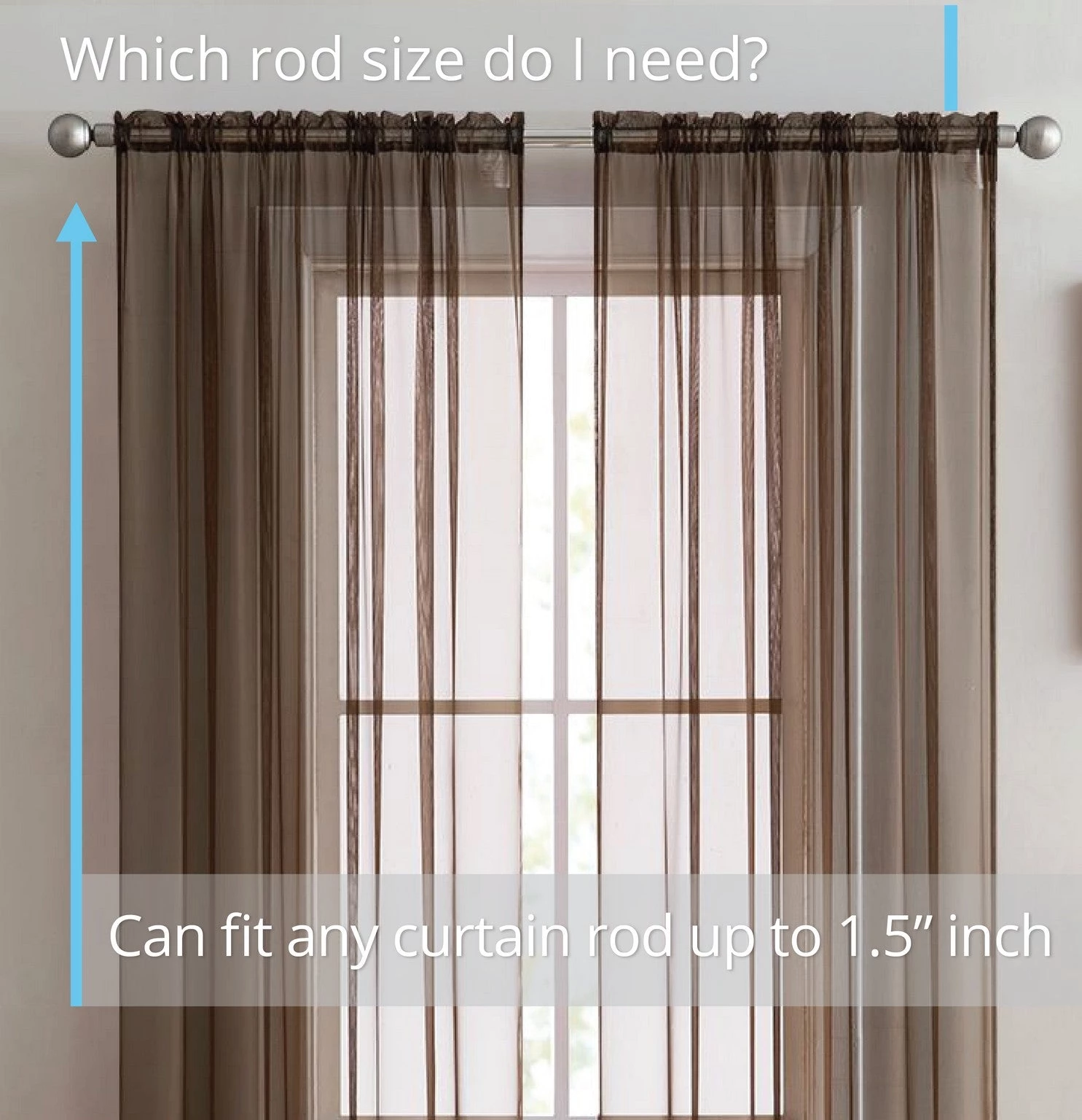 HLC.ME Lucento Sheer Rod Pocket Curtain Panels - Chocolate Brown - Set Of 2 4 HLC.ME Lucento Sheer Rod Pocket Curtain Panels - Chocolate Brown - Set Of 2