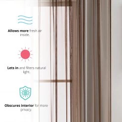 HLC.ME Lucento Sheer Rod Pocket Curtain Panels - Chocolate Brown - Set Of 2 10 HLC.ME Lucento Sheer Rod Pocket Curtain Panels - Chocolate Brown - Set Of 2