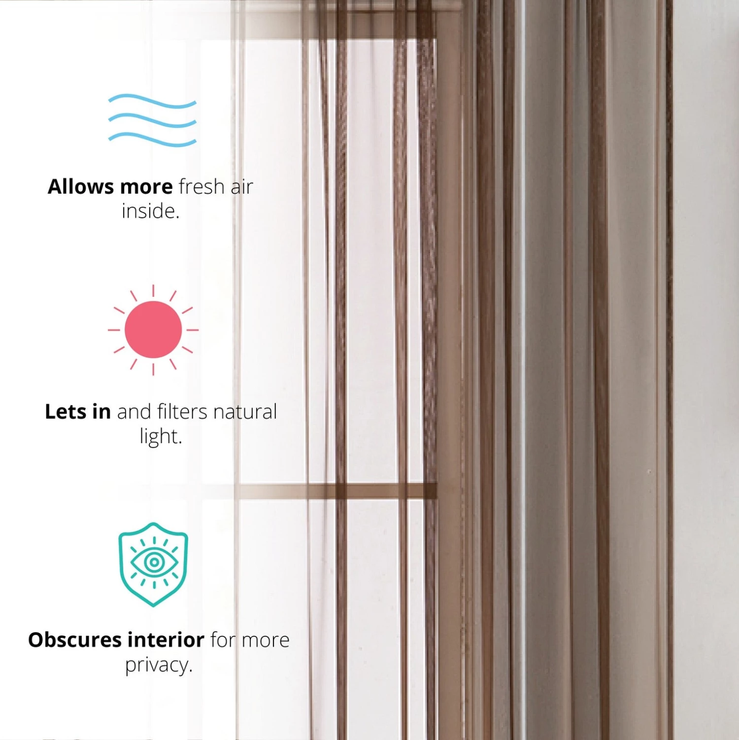 HLC.ME Lucento Sheer Rod Pocket Curtain Panels - Chocolate Brown - Set Of 2 5 HLC.ME Lucento Sheer Rod Pocket Curtain Panels - Chocolate Brown - Set Of 2