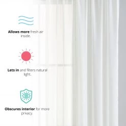 HLC.ME Lucento Sheer Rod Pocket Curtain Panels - Ivory - Set Of 2 10 HLC.ME Lucento Sheer Rod Pocket Curtain Panels - Ivory - Set Of 2