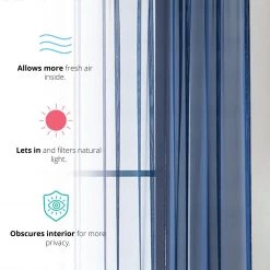 HLC.ME Lucento Sheer Rod Pocket Curtain Panels - Navy Blue - Set Of 2 10 HLC.ME Lucento Sheer Rod Pocket Curtain Panels - Navy Blue - Set Of 2