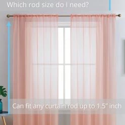 HLC.ME Lucento Sheer Rod Pocket Curtain Panels - Peach - Set Of 2