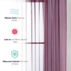 HLC.ME Sheer Curtains Lucento Sheer Rod Pocket Curtain Panels - Plum - Set Of 2 10 HLC.ME Sheer Curtains Lucento Sheer Rod Pocket Curtain Panels - Plum - Set Of 2