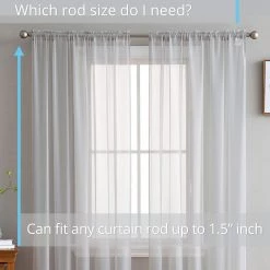 HLC.ME Lucento Sheer Rod Pocket Curtain Panels - Silver - Set Of 2 Sheer Curtains