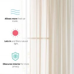 HLC.ME Lucento Sheer Rod Pocket Curtain Panels - Antique Taupe - Set Of 2 Sheer Curtains