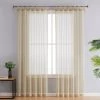 HLC.ME Lucento Sheer Tab Top Curtain Panels - Antique Taupe - Set Of 2