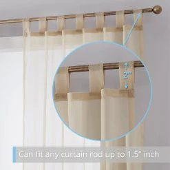HLC.ME Lucento Sheer Tab Top Curtain Panels - Antique Taupe - Set Of 2