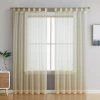 HLC.ME Lucento Sheer Tab Top Curtain Panels - Beige - Set Of 2