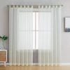 HLC.ME Lucento Sheer Tab Top Curtain Panels - Ivory - Set Of 2