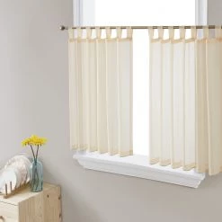 HLC.ME Lucento Sheer Tab Top Tiers - Beige - Set Of 2