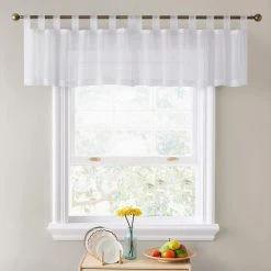 HLC.ME Sheer Tab Top Window Valance - White