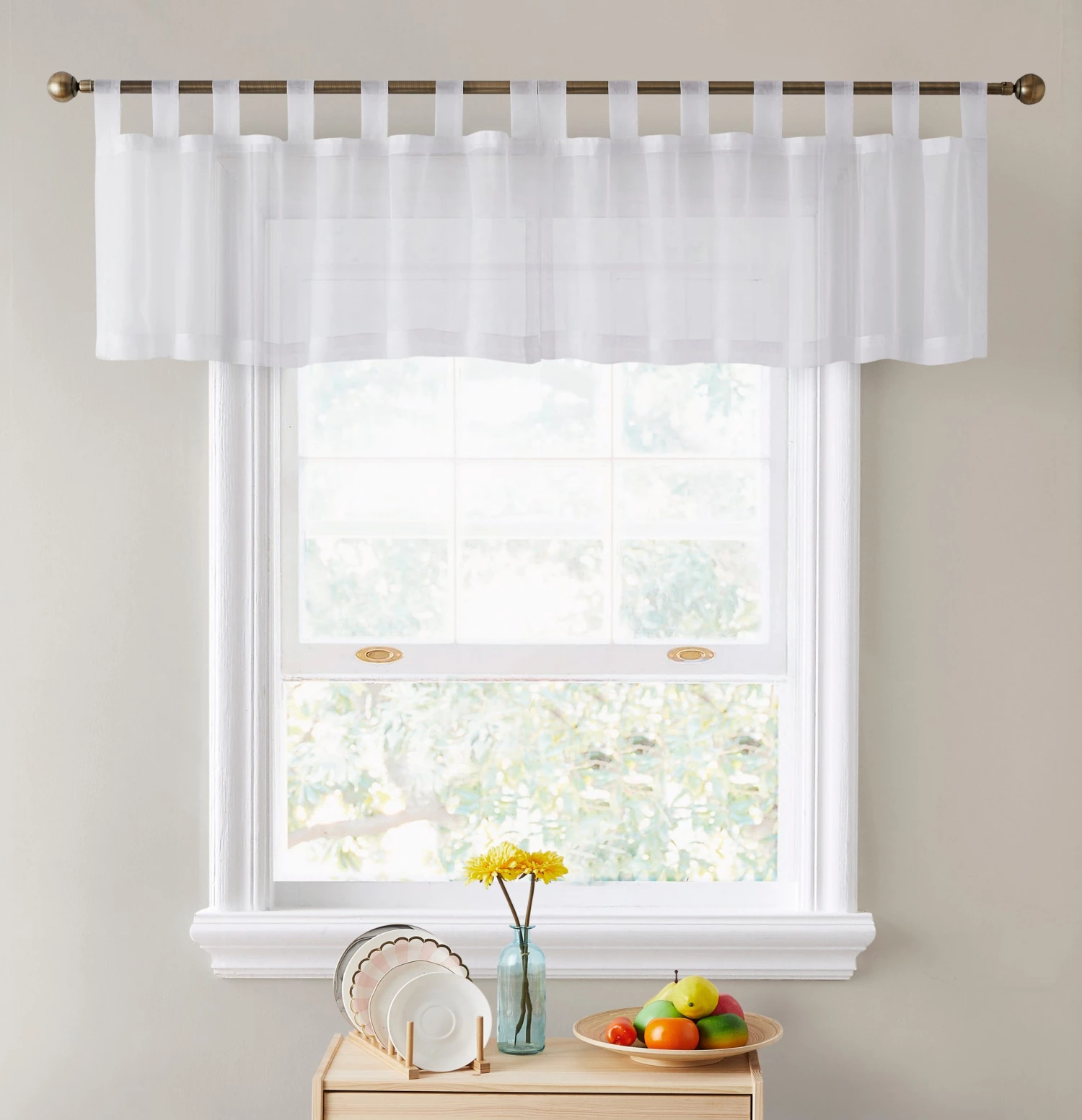 HLC.ME Sheer Tab Top Window Valance - White 3 HLC.ME Sheer Tab Top Window Valance - White