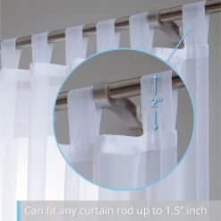 HLC.ME Sheer Curtains Lucento Sheer Tab Top Curtain Panels - White - Set Of 2