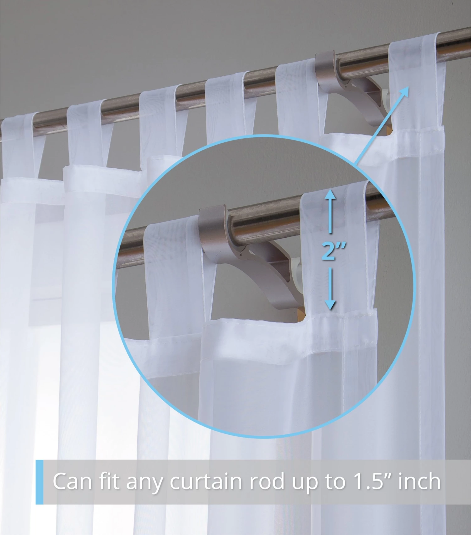 HLC.ME Sheer Curtains Lucento Sheer Tab Top Curtain Panels - White - Set Of 2 4 HLC.ME Sheer Curtains Lucento Sheer Tab Top Curtain Panels - White - Set Of 2