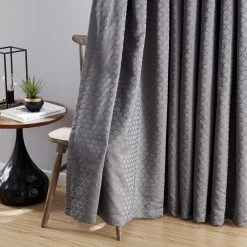 HLC.ME Siena Geometric 100% Blackout Grommet Curtains - Charcoal - Set Of 2 Blackout Curtains