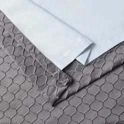 HLC.ME Siena Geometric 100% Blackout Grommet Curtains - Charcoal - Set Of 2 Blackout Curtains