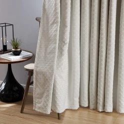 HLC.ME Siena Geometric 100% Blackout Grommet Curtains - Ivory - Set Of 2