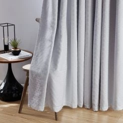 HLC.ME Blackout Curtains Siena Geometric 100% Blackout Grommet Curtains - White - Set Of 2 13 HLC.ME Blackout Curtains Siena Geometric 100% Blackout Grommet Curtains - White - Set Of 2