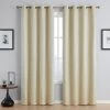 HLC.ME Siena Geometric 100% Blackout Grommet Curtains - Beige - Set Of 2