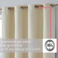HLC.ME Siena Geometric 100% Blackout Grommet Curtains - Beige - Set Of 2