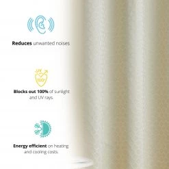 HLC.ME Siena Geometric 100% Blackout Grommet Curtains - Beige - Set Of 2