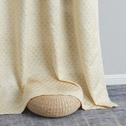 HLC.ME Siena Geometric 100% Blackout Grommet Curtains - Beige - Set Of 2