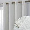 HLC.ME Siena Geometric 100% Blackout Grommet Curtains - Ivory - Set Of 2