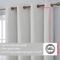 HLC.ME Siena Geometric 100% Blackout Grommet Curtains - Ivory - Set Of 2
