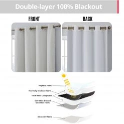 HLC.ME Siena Geometric 100% Blackout Grommet Curtains - Ivory - Set Of 2