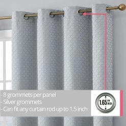 HLC.ME Blackout Curtains Siena Geometric 100% Blackout Grommet Curtains - Light Grey - Set Of 2