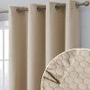HLC.ME Blackout Curtains Siena Geometric 100% Blackout Grommet Curtains - Taupe - Set Of 2
