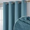 HLC.ME Siena Geometric 100% Blackout Grommet Curtains - Teal - Set Of 2