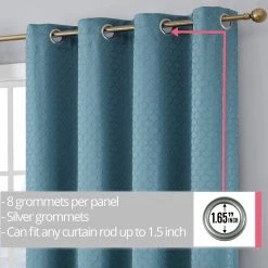 HLC.ME Siena Geometric 100% Blackout Grommet Curtains - Teal - Set Of 2 12 HLC.ME Siena Geometric 100% Blackout Grommet Curtains - Teal - Set Of 2