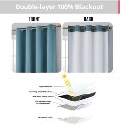 HLC.ME Siena Geometric 100% Blackout Grommet Curtains - Teal - Set Of 2 16 HLC.ME Siena Geometric 100% Blackout Grommet Curtains - Teal - Set Of 2