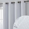 HLC.ME Blackout Curtains Siena Geometric 100% Blackout Grommet Curtains - White - Set Of 2