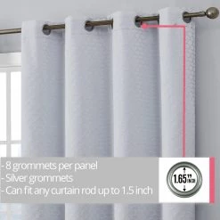HLC.ME Blackout Curtains Siena Geometric 100% Blackout Grommet Curtains - White - Set Of 2 12 HLC.ME Blackout Curtains Siena Geometric 100% Blackout Grommet Curtains - White - Set Of 2