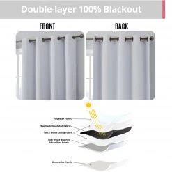 HLC.ME Blackout Curtains Siena Geometric 100% Blackout Grommet Curtains - White - Set Of 2 16 HLC.ME Blackout Curtains Siena Geometric 100% Blackout Grommet Curtains - White - Set Of 2