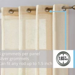 HLC.ME Sierra Linen Sheer Grommet Curtain Panels - Beige - Set Of 2 11 HLC.ME Sierra Linen Sheer Grommet Curtain Panels - Beige - Set Of 2