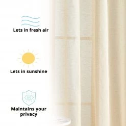 HLC.ME Sierra Linen Sheer Grommet Curtain Panels - Beige - Set Of 2 12 HLC.ME Sierra Linen Sheer Grommet Curtain Panels - Beige - Set Of 2