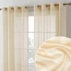 HLC.ME Sierra Linen Sheer Grommet Curtain Panels - Beige - Set Of 2