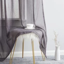 HLC.ME Sierra Linen Sheer Grommet Curtain Panels - Charcoal Grey - Set Of 2 Sheer Curtains 13 HLC.ME Sierra Linen Sheer Grommet Curtain Panels - Charcoal Grey - Set Of 2 Sheer Curtains