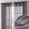 HLC.ME Sierra Linen Sheer Grommet Curtain Panels - Charcoal Grey - Set Of 2 Sheer Curtains