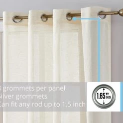 HLC.ME Sheer Curtains Sierra Linen Sheer Grommet Curtain Panels - Cream - Set Of 2 11 HLC.ME Sheer Curtains Sierra Linen Sheer Grommet Curtain Panels - Cream - Set Of 2