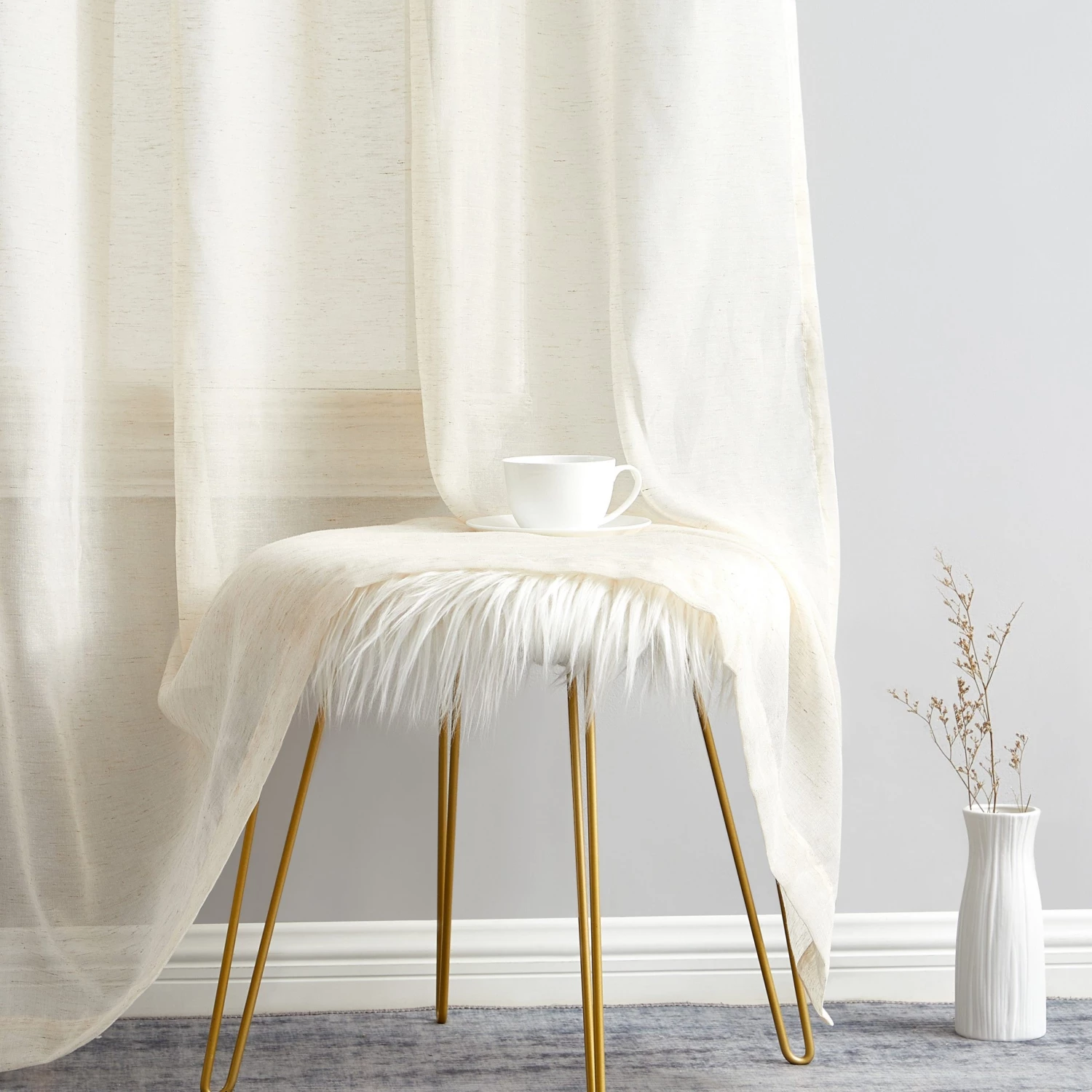 HLC.ME Sheer Curtains Sierra Linen Sheer Grommet Curtain Panels - Cream - Set Of 2 7 HLC.ME Sheer Curtains Sierra Linen Sheer Grommet Curtain Panels - Cream - Set Of 2