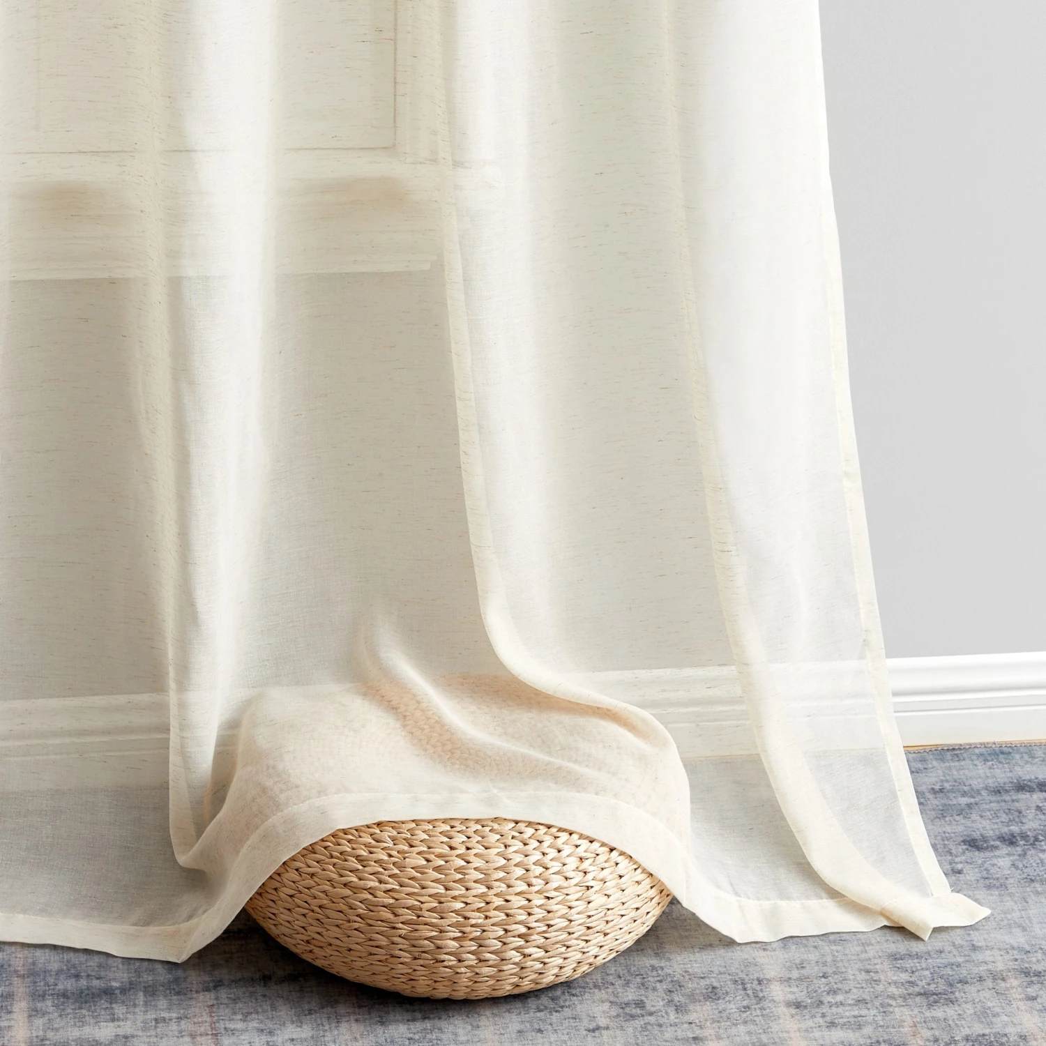 HLC.ME Sheer Curtains Sierra Linen Sheer Grommet Curtain Panels - Cream - Set Of 2 8 HLC.ME Sheer Curtains Sierra Linen Sheer Grommet Curtain Panels - Cream - Set Of 2