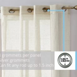 HLC.ME Sheer Curtains Sierra Linen Sheer Grommet Curtain Panels - Ivory - Set Of 2 11 HLC.ME Sheer Curtains Sierra Linen Sheer Grommet Curtain Panels - Ivory - Set Of 2